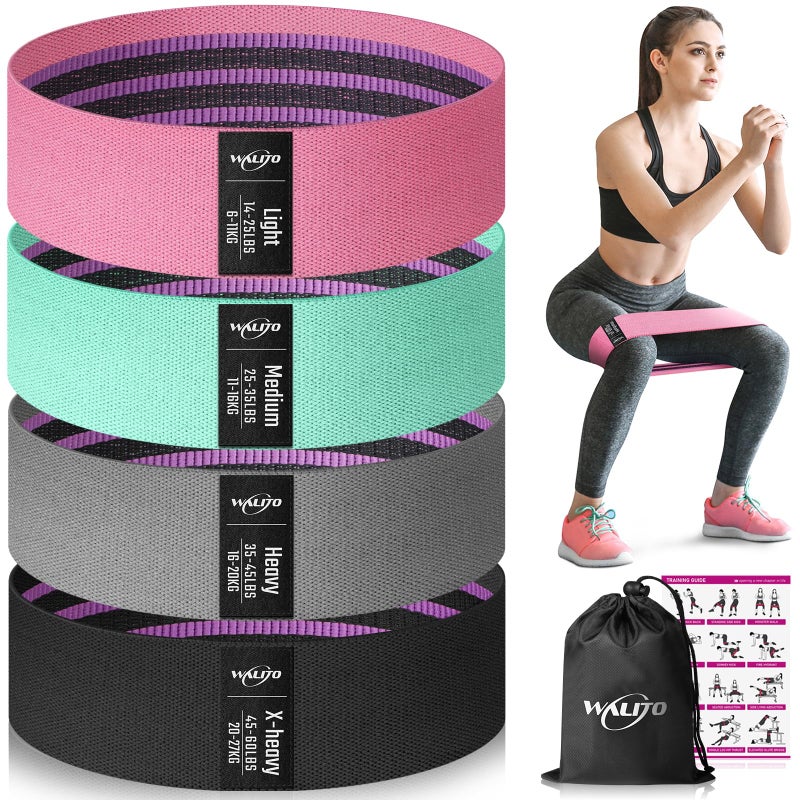 WALITO Resistance Bands for Legs and Butt  Fabric Exercise Loop Bands Yoga  Pilates  Rehab  Fitness and Home Workout  Strength Bands for Booty - Image 1